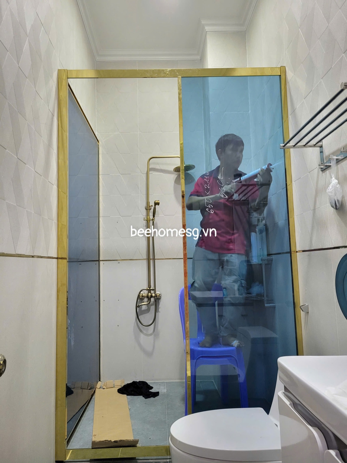 Cabin tắm kính cửa trượt 90 độ
