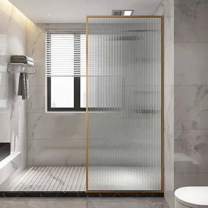 Vách kính cố định màu gold