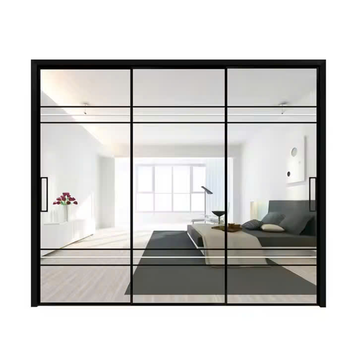 Cửa lùa slim 3 cánh màu đen BeeHome